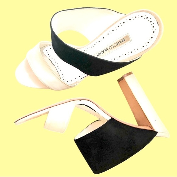 Chic suede Manolo Blahnik platform heels size41/10 mules sandals vacation beach - Picture 6 of 11